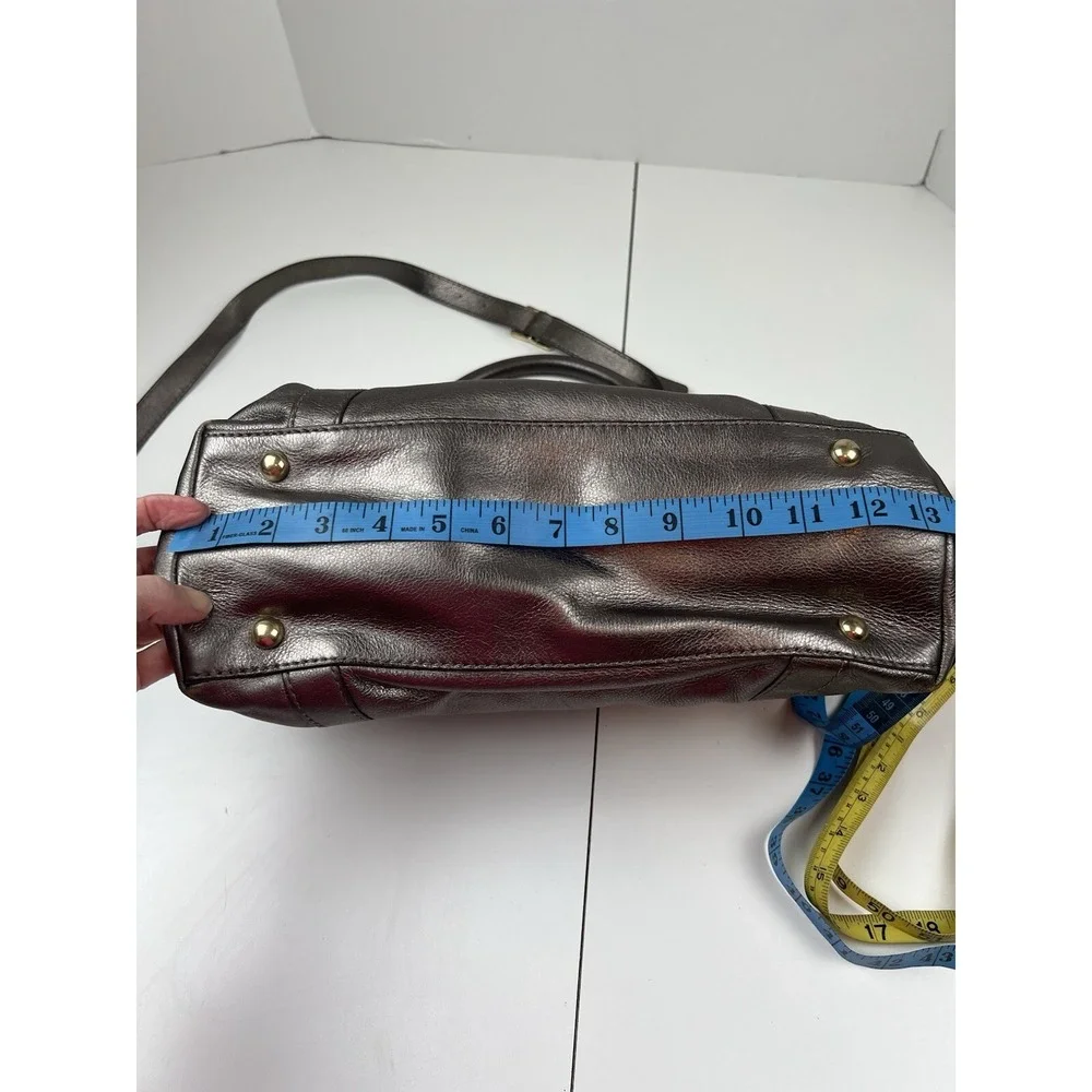 J Crew Pewter Leather Convertible Shoulder Strap Crossbody Exterior Pockets